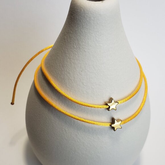 SET of 2 LUCKY STAR Yellow String Kabbalah Tibetan Buddhist Adjustable BRACELET - Picture 3 of 5